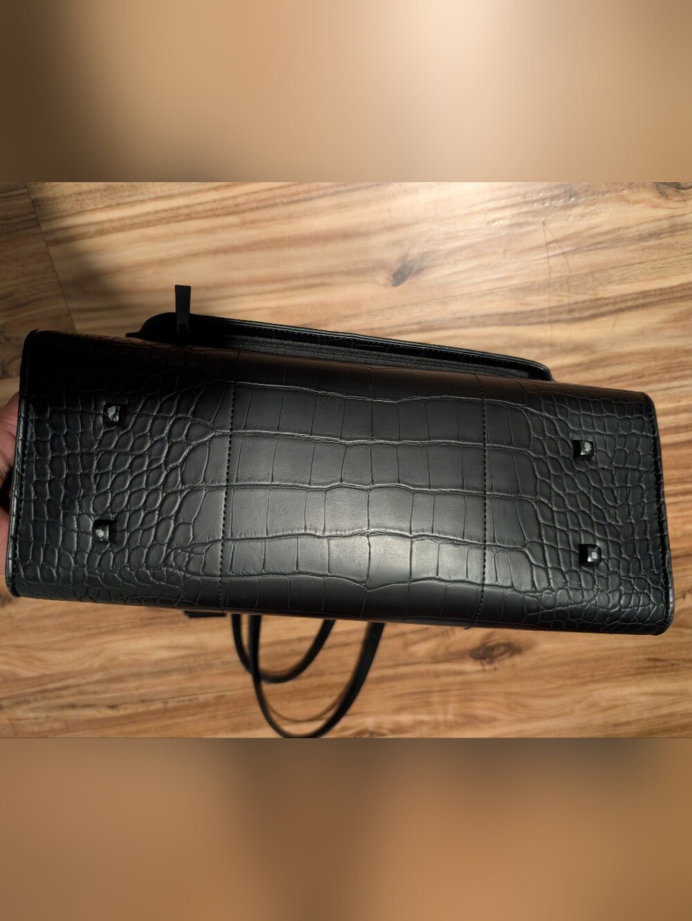 BEIS Black Croc-Embossed Work Tote with Pouch & Strap - Picture 4 of 6